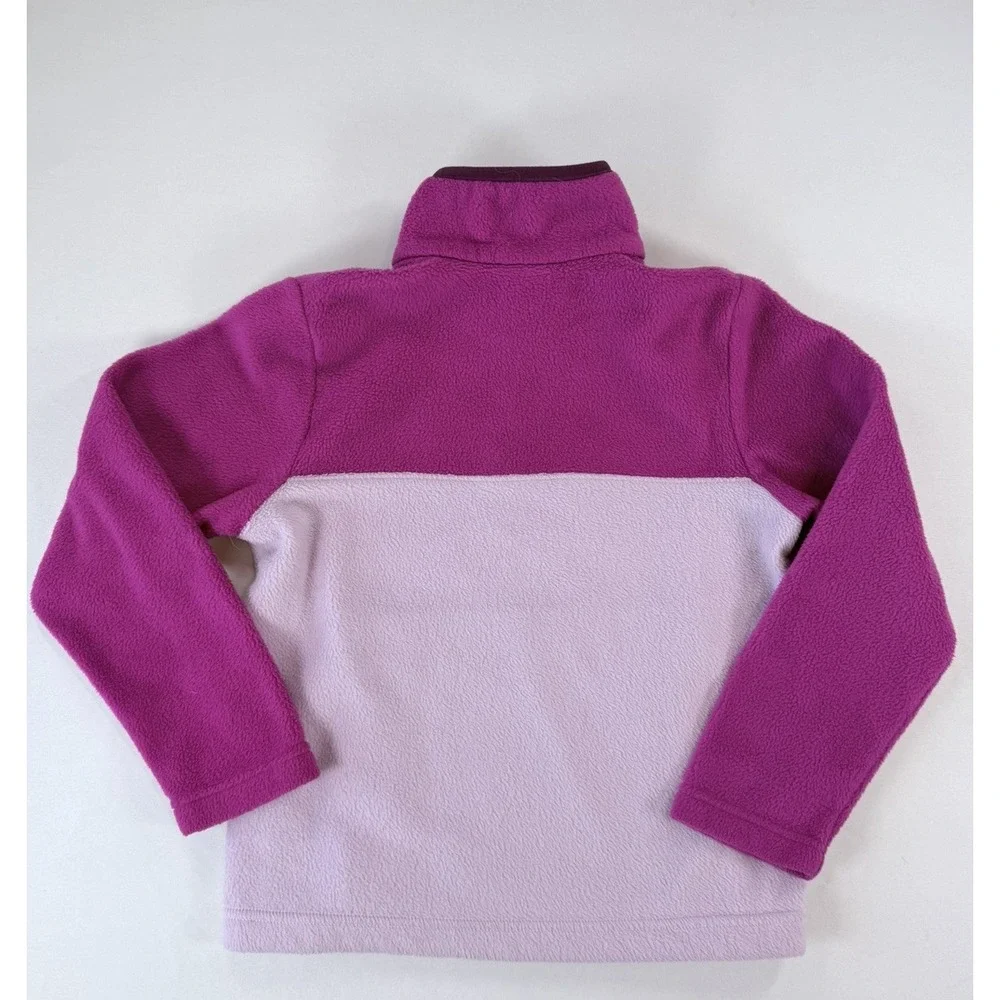 Columbia Kids Jacket S 8 Fleece Pullover Pink Purple Colorblock Snap Neck Girls